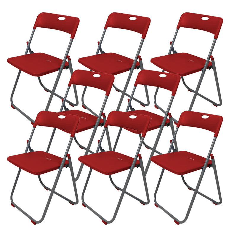 Contemporary Metal Office Chair No Wheels Desk Chair without Arm Red Silver 8 Piece Set Clearhalo 'furn' 'furn_office_chair' 'Furniture' 'Office Chairs' 'Office Furniture' 'office_chair' 6843943