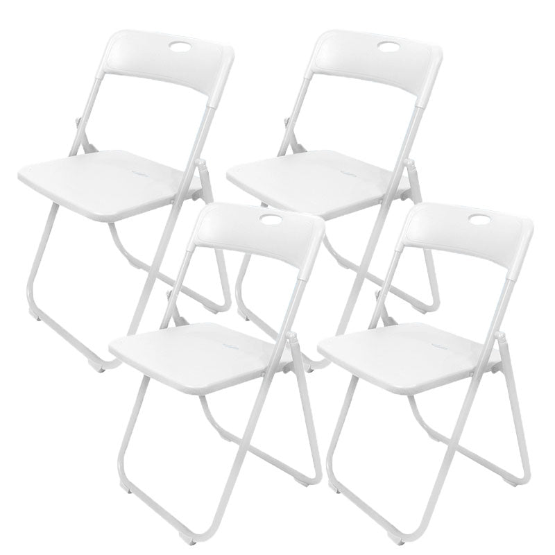 Contemporary Metal Office Chair No Wheels Desk Chair without Arm White 4 Piece Set Clearhalo 'furn' 'furn_office_chair' 'Furniture' 'Office Chairs' 'Office Furniture' 'office_chair' 6843950
