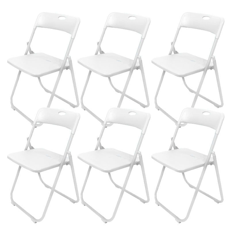 Contemporary Metal Office Chair No Wheels Desk Chair without Arm White 6 Piece Set Clearhalo 'furn' 'furn_office_chair' 'Furniture' 'Office Chairs' 'Office Furniture' 'office_chair' 6843951