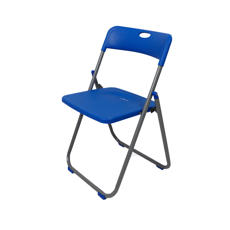 Contemporary Metal Office Chair No Wheels Desk Chair without Arm Blue-Silver 1 Piece Clearhalo 'furn' 'furn_office_chair' 'Furniture' 'Office Chairs' 'Office Furniture' 'office_chair' 6843953