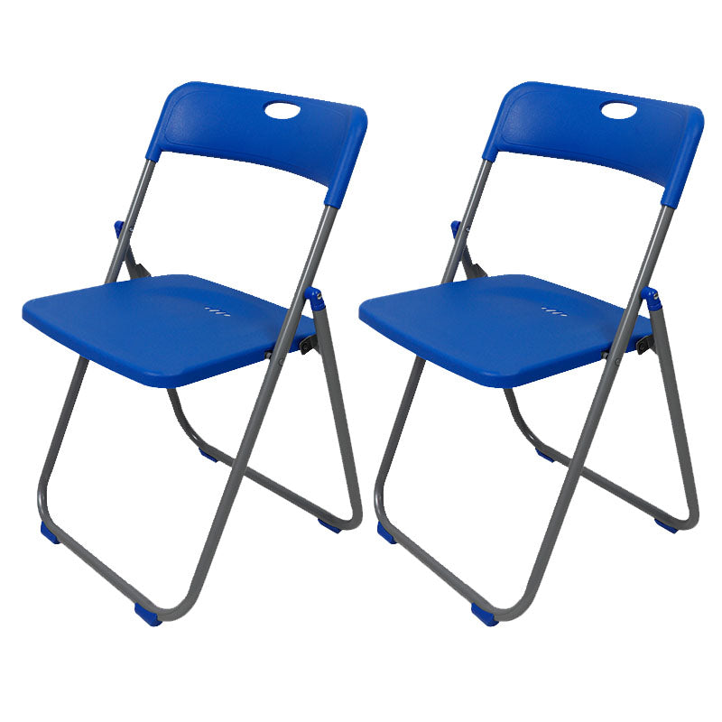 Contemporary Metal Office Chair No Wheels Desk Chair without Arm Blue-Silver 2 Piece Set Clearhalo 'furn' 'furn_office_chair' 'Furniture' 'Office Chairs' 'Office Furniture' 'office_chair' 6843954