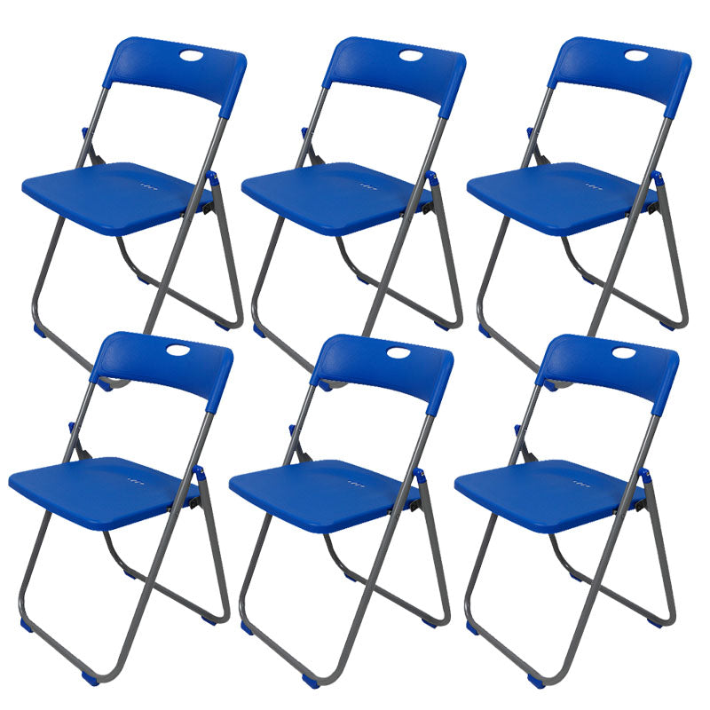 Contemporary Metal Office Chair No Wheels Desk Chair without Arm Blue-Silver 6 Piece Set Clearhalo 'furn' 'furn_office_chair' 'Furniture' 'Office Chairs' 'Office Furniture' 'office_chair' 6843956