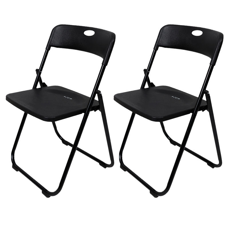 Contemporary Metal Office Chair No Wheels Desk Chair without Arm Black 2 Piece Set Clearhalo 'furn' 'furn_office_chair' 'Furniture' 'Office Chairs' 'Office Furniture' 'office_chair' 6843964