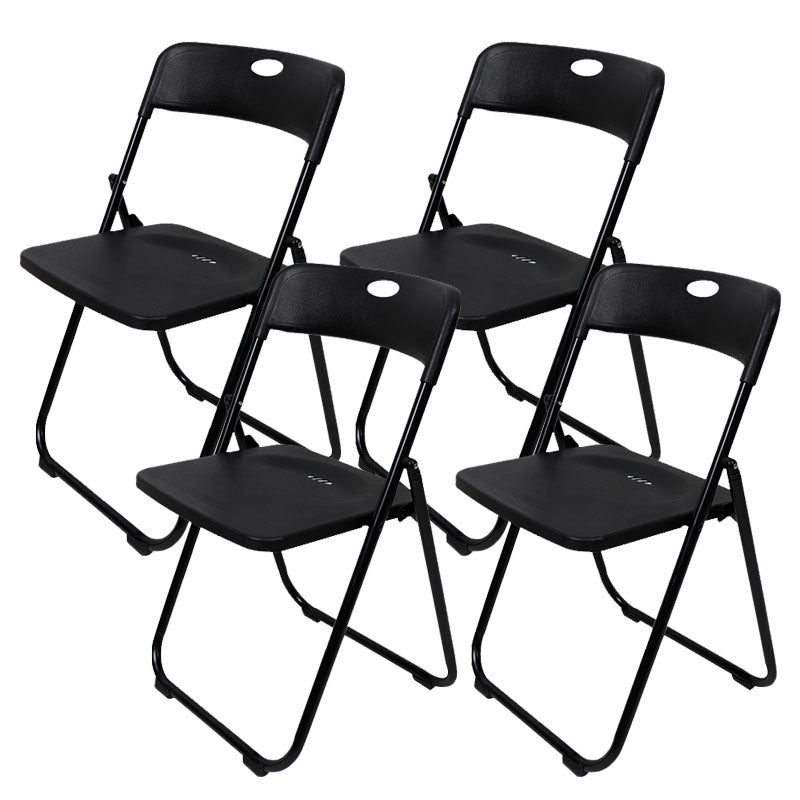 Contemporary Metal Office Chair No Wheels Desk Chair without Arm Black 4 Piece Set Clearhalo 'furn' 'furn_office_chair' 'Furniture' 'Office Chairs' 'Office Furniture' 'office_chair' 6843965