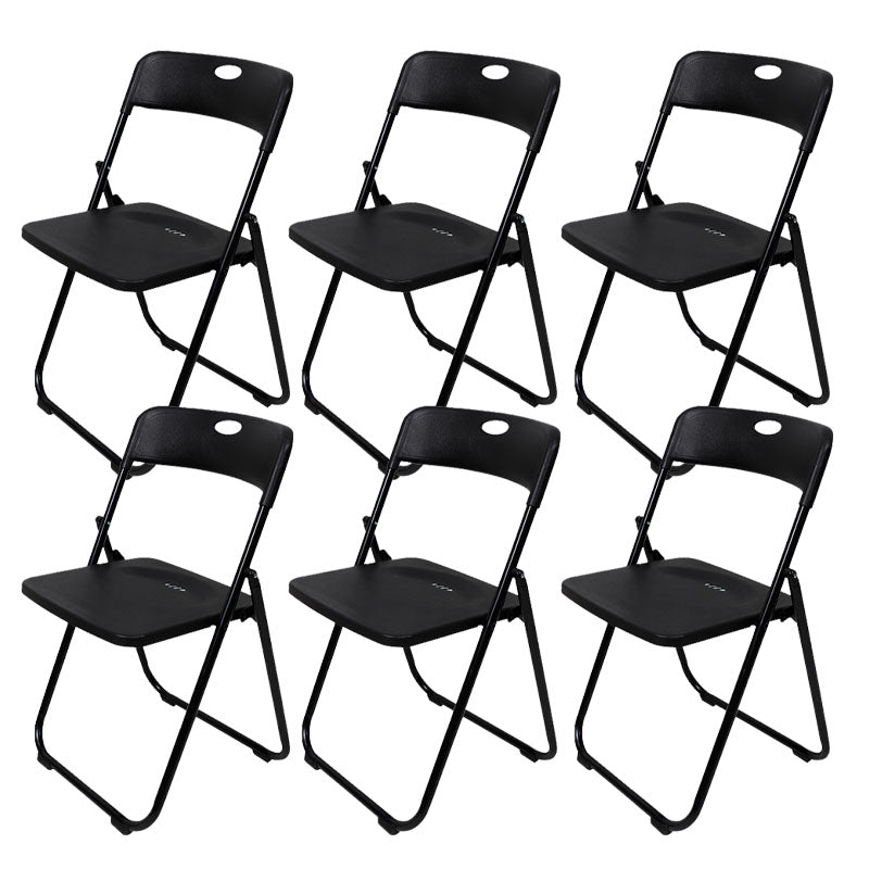 Contemporary Metal Office Chair No Wheels Desk Chair without Arm Black 6 Piece Set Clearhalo 'furn' 'furn_office_chair' 'Furniture' 'Office Chairs' 'Office Furniture' 'office_chair' 6843966