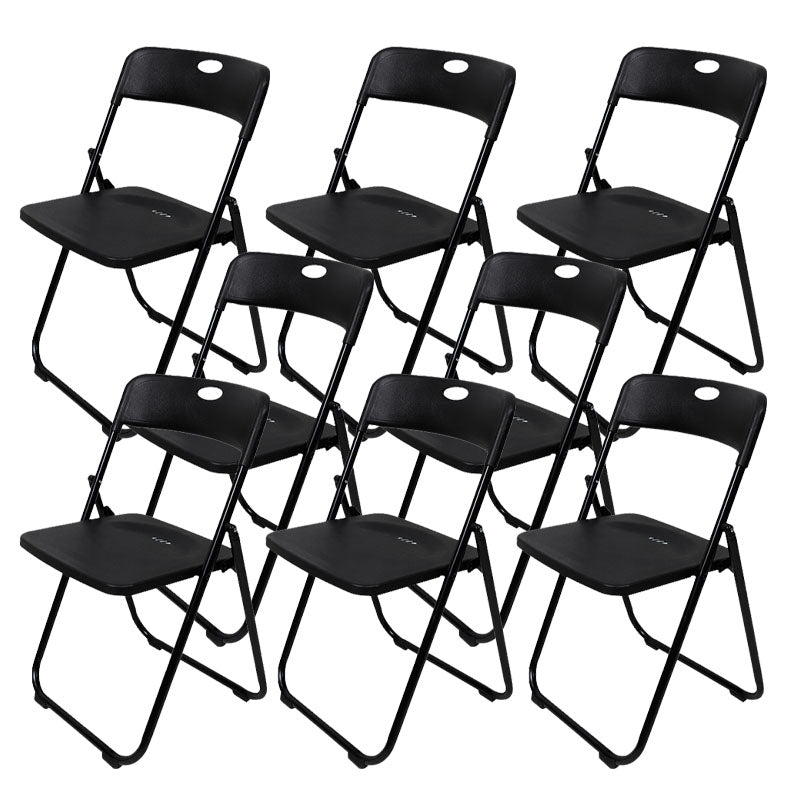 Contemporary Metal Office Chair No Wheels Desk Chair without Arm Black 8 Piece Set Clearhalo 'furn' 'furn_office_chair' 'Furniture' 'Office Chairs' 'Office Furniture' 'office_chair' 6843967