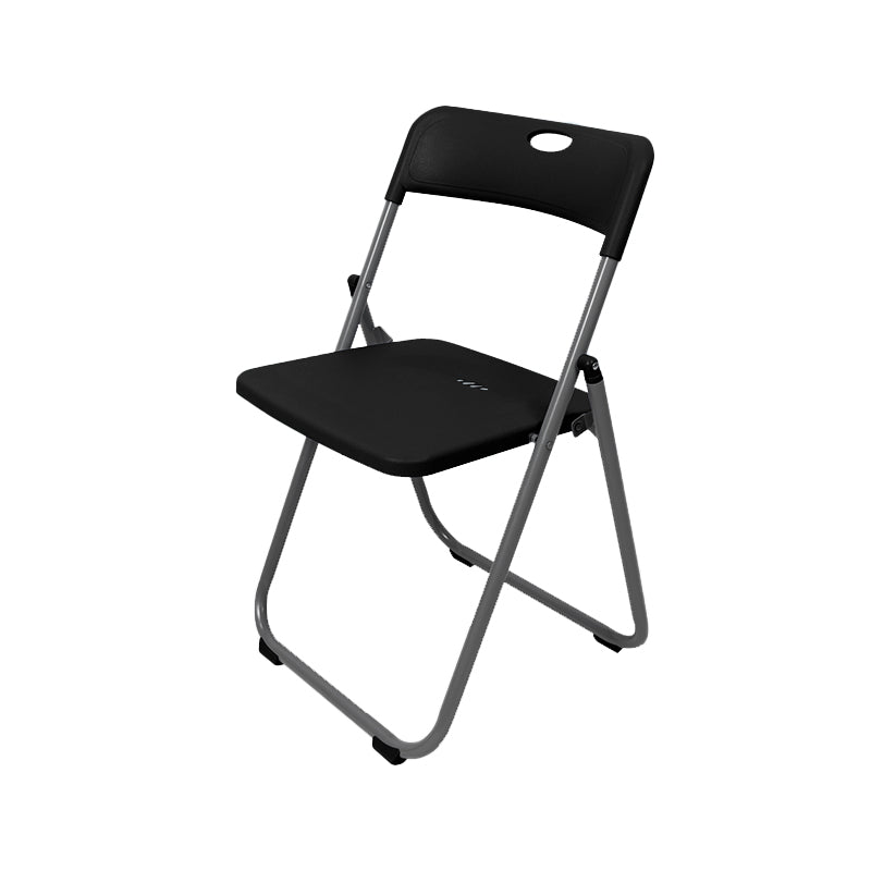 Contemporary Metal Office Chair No Wheels Desk Chair without Arm Black-Silver 1 Piece Clearhalo 'furn' 'furn_office_chair' 'Furniture' 'Office Chairs' 'Office Furniture' 'office_chair' 6843968