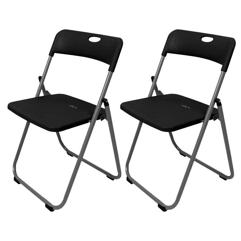 Contemporary Metal Office Chair No Wheels Desk Chair without Arm Black-Silver 2 Piece Set Clearhalo 'furn' 'furn_office_chair' 'Furniture' 'Office Chairs' 'Office Furniture' 'office_chair' 6843969