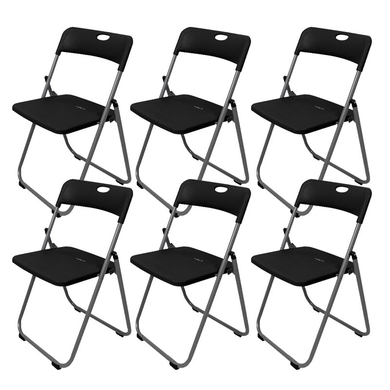 Contemporary Metal Office Chair No Wheels Desk Chair without Arm Black-Silver 6 Piece Set Clearhalo 'furn' 'furn_office_chair' 'Furniture' 'Office Chairs' 'Office Furniture' 'office_chair' 6843971