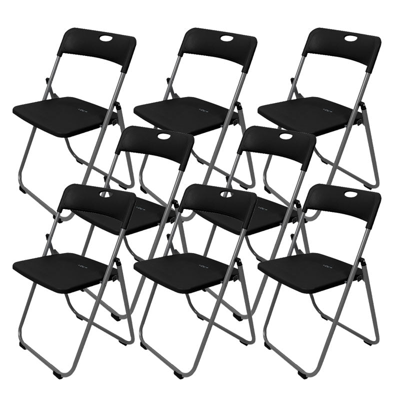 Contemporary Metal Office Chair No Wheels Desk Chair without Arm Black-Silver 8 Piece Set Clearhalo 'furn' 'furn_office_chair' 'Furniture' 'Office Chairs' 'Office Furniture' 'office_chair' 6843972