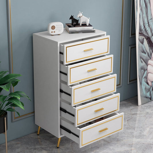 Glam Lingerie Chest Wood Vertical Storage Chest with Drawers for Bedroom