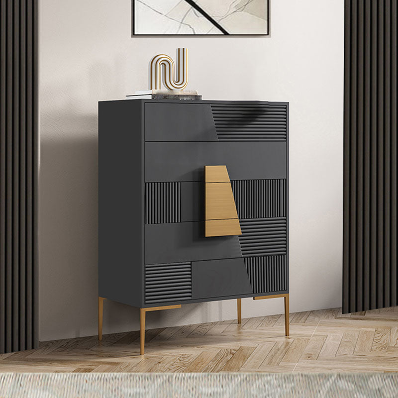 Glam Lingerie Chest Wood Storage Chest with Drawers for Bedroom 31"L x 16"W x 47"H Black-Gold Clearhalo 'Bedroom Furniture' 'Dressers & Chests' 'dressers_chests' 'furn' 'furn_dressers_chests' 'Furniture' 6844447