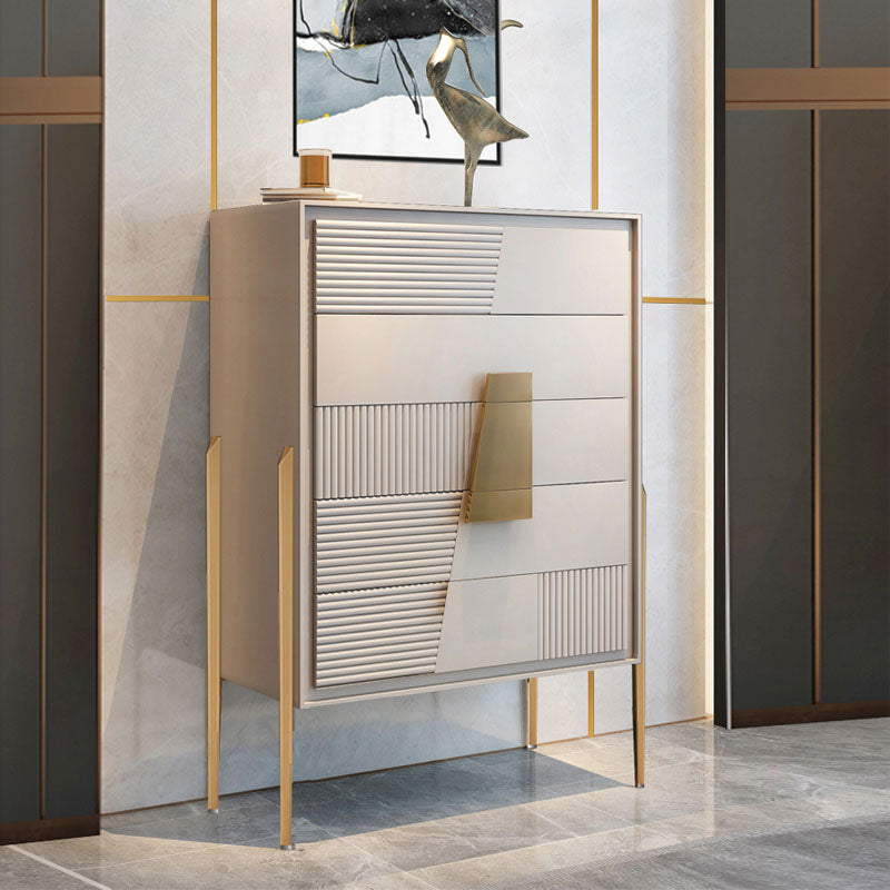 Glam Lingerie Chest Wood Storage Chest with Drawers for Bedroom 31"L x 16"W x 47"H Off-White Clearhalo 'Bedroom Furniture' 'Dressers & Chests' 'dressers_chests' 'furn' 'furn_dressers_chests' 'Furniture' 6844449