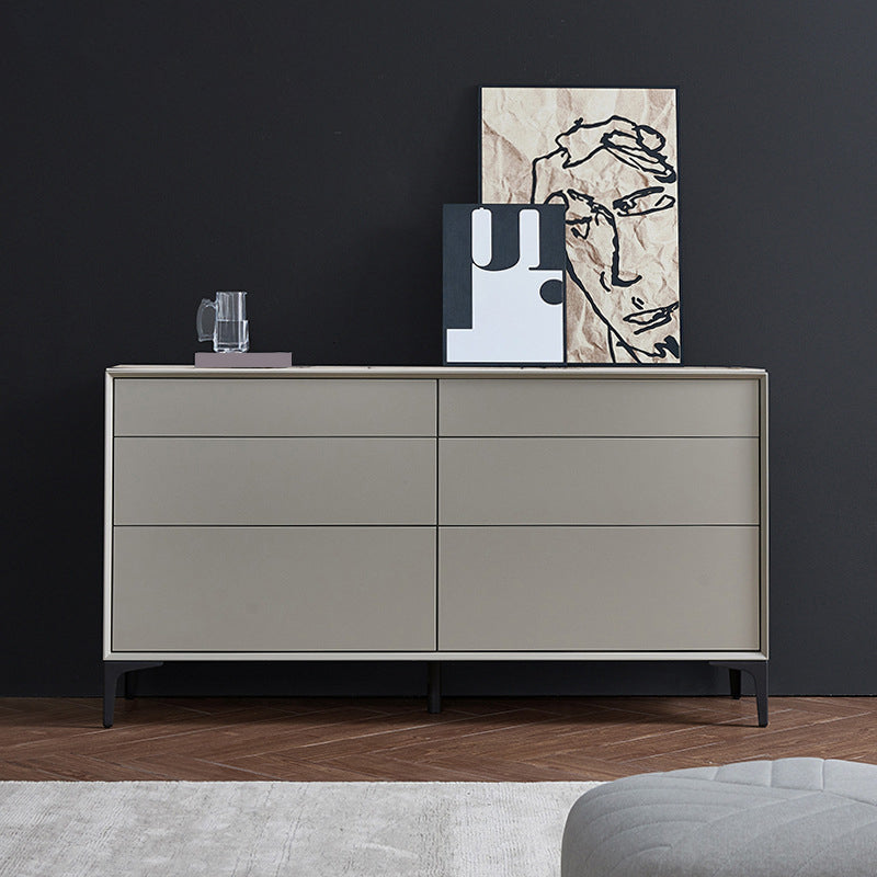 Contemporary Storage Chest Stone Dresser with 6 Drawers , 12.48/15.6 Inch W 59"L x 16"W x 31"H Light Gray Manufactured Wood Clearhalo 'Bedroom Furniture' 'Dressers & Chests' 'dressers_chests' 'furn' 'furn_dressers_chests' 'Furniture' 6844492