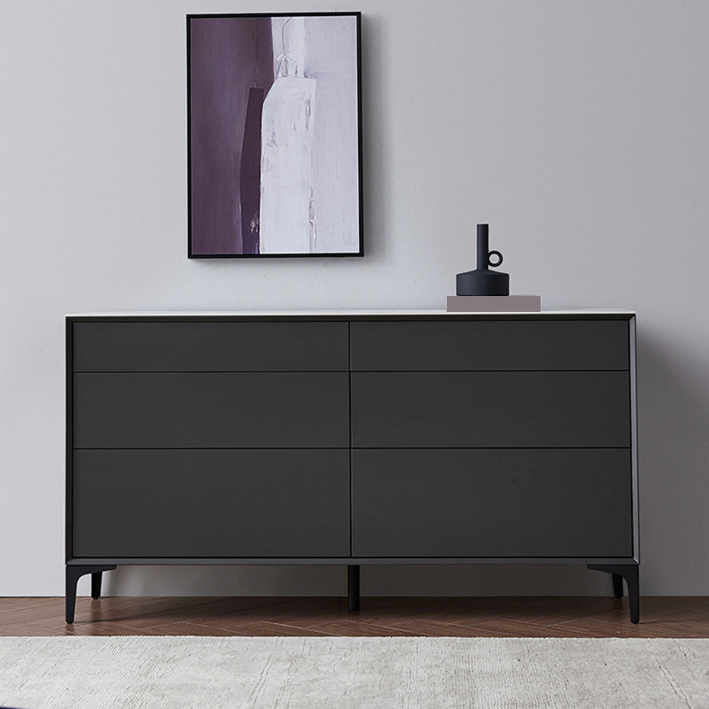 Contemporary Storage Chest Stone Dresser with 6 Drawers , 12.48/15.6 Inch W 59"L x 16"W x 31"H Dark Gray Stone Clearhalo 'Bedroom Furniture' 'Dressers & Chests' 'dressers_chests' 'furn' 'furn_dressers_chests' 'Furniture' 6844495