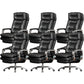 Fixed Arms Leather Desk Chair Modern Adjustable Seat Height Swivel Chair with Wheels Black Genuine Leather 6 Piece Set Clearhalo 'furn' 'furn_office_chair' 'Furniture' 'Office Chairs' 'Office Furniture' 'office_chair' 6844720
