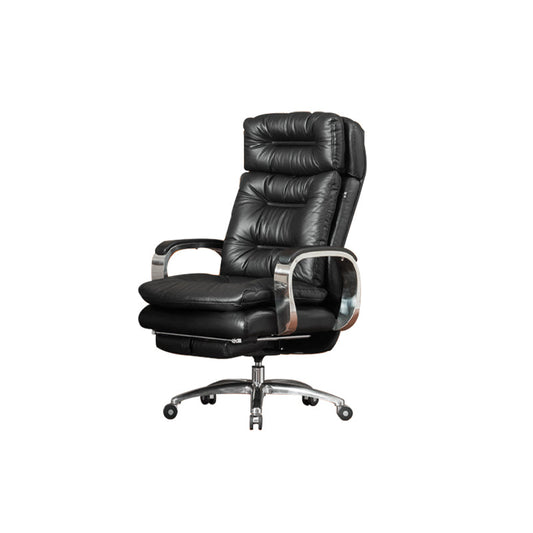 Fixed Arms Leather Desk Chair Modern Adjustable Seat Height Swivel Chair with Wheels Clearhalo 'furn' 'furn_office_chair' 'Furniture' 'Office Chairs' 'Office Furniture' 'office_chair' 6844722