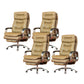 Fixed Arms Leather Desk Chair Modern Adjustable Seat Height Swivel Chair with Wheels Khaki Genuine Leather 4 Piece Set Clearhalo 'furn' 'furn_office_chair' 'Furniture' 'Office Chairs' 'Office Furniture' 'office_chair' 6844728