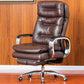 Fixed Arms Leather Desk Chair Modern Adjustable Seat Height Swivel Chair with Wheels Coffee Genuine Leather 1 Piece Clearhalo 'furn' 'furn_office_chair' 'Furniture' 'Office Chairs' 'Office Furniture' 'office_chair' 6844731