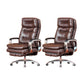 Fixed Arms Leather Desk Chair Modern Adjustable Seat Height Swivel Chair with Wheels Coffee Genuine Leather 2 Piece Set Clearhalo 'furn' 'furn_office_chair' 'Furniture' 'Office Chairs' 'Office Furniture' 'office_chair' 6844732