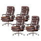 Fixed Arms Leather Desk Chair Modern Adjustable Seat Height Swivel Chair with Wheels Coffee Genuine Leather 4 Piece Set Clearhalo 'furn' 'furn_office_chair' 'Furniture' 'Office Chairs' 'Office Furniture' 'office_chair' 6844733