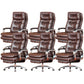 Fixed Arms Leather Desk Chair Modern Adjustable Seat Height Swivel Chair with Wheels Coffee Genuine Leather 6 Piece Set Clearhalo 'furn' 'furn_office_chair' 'Furniture' 'Office Chairs' 'Office Furniture' 'office_chair' 6844734