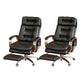 Fixed Arms Leather Desk Chair Modern Adjustable Seat Height Swivel Chair with Wheels Black Nappa 2 Piece Set Clearhalo 'furn' 'furn_office_chair' 'Furniture' 'Office Chairs' 'Office Furniture' 'office_chair' 6844737