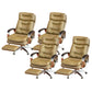 Fixed Arms Leather Desk Chair Modern Adjustable Seat Height Swivel Chair with Wheels Khaki Nappa 4 Piece Set Clearhalo 'furn' 'furn_office_chair' 'Furniture' 'Office Chairs' 'Office Furniture' 'office_chair' 6844743