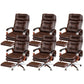 Fixed Arms Leather Desk Chair Modern Adjustable Seat Height Swivel Chair with Wheels Coffee Nappa 6 Piece Set Clearhalo 'furn' 'furn_office_chair' 'Furniture' 'Office Chairs' 'Office Furniture' 'office_chair' 6844749