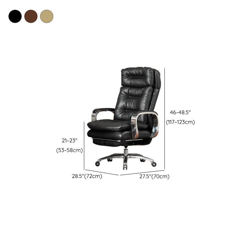 Fixed Arms Leather Desk Chair Modern Adjustable Seat Height Swivel Chair with Wheels Clearhalo 'furn' 'furn_office_chair' 'Furniture' 'Office Chairs' 'Office Furniture' 'office_chair' 6844751