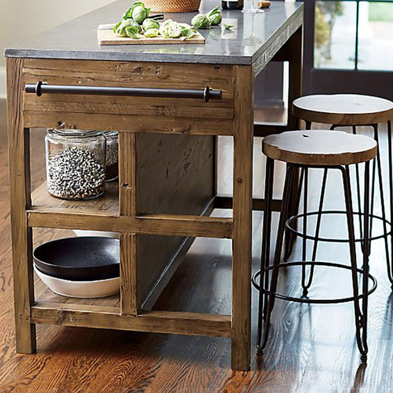 Home Dining Kitchen Island Table Wooden Legs Kitchen Island with Drawer