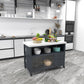 Modern Kitchen Island Table Dining Room Prep Table with Storage Cabinet