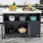 Modern Kitchen Island Table Dining Room Prep Table with Storage Cabinet