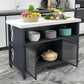 Modern Kitchen Island Table Dining Room Prep Table with Storage Cabinet