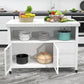 Modern Kitchen Island Table Dining Room Prep Table with Storage Cabinet