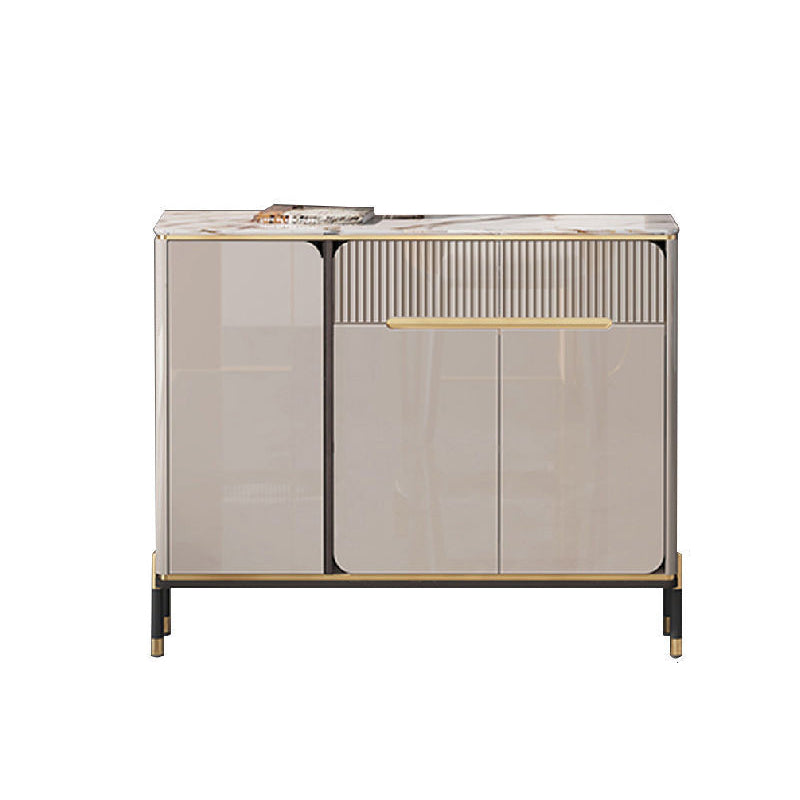 Glam Style Credenza Stone Buffet Credenza with Cabinets and Drawers 39"L x 14"W x 37"H Clearhalo 'buffet_sideboard' 'Buffets & Sideboards' 'furn' 'furn_buffet_sideboard' 'Furniture' 'Kitchen & Dining Furniture' 6844886
