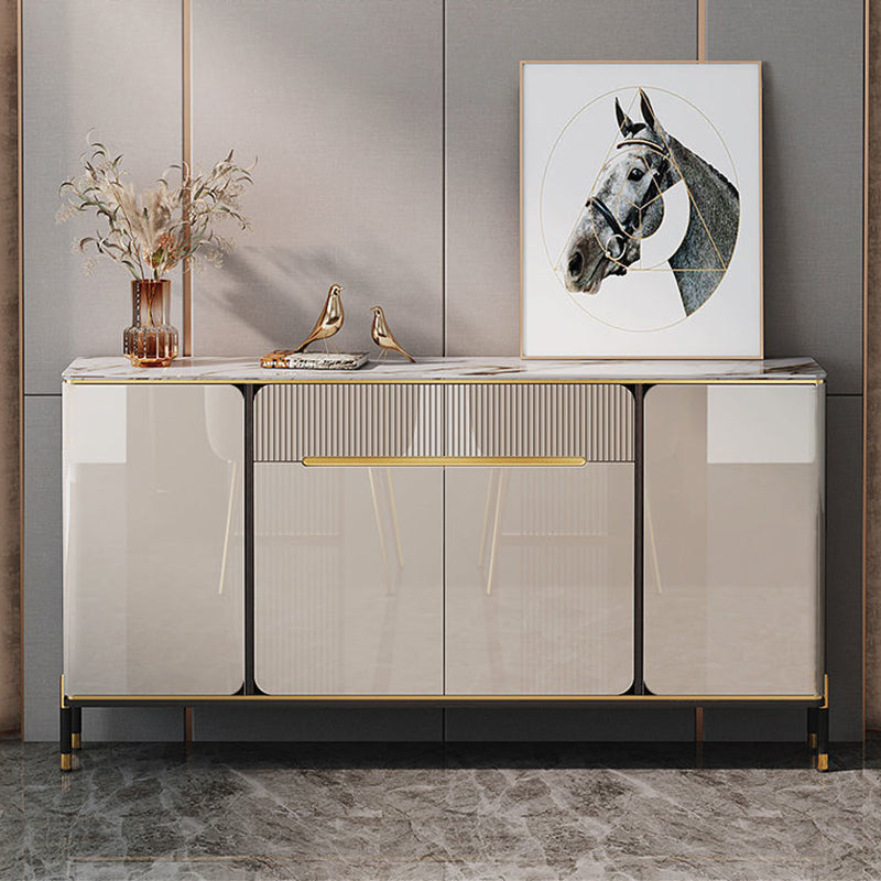 Glam Style Credenza Stone Buffet Credenza with Cabinets and Drawers Clearhalo 'buffet_sideboard' 'Buffets & Sideboards' 'furn' 'furn_buffet_sideboard' 'Furniture' 'Kitchen & Dining Furniture' 6844888
