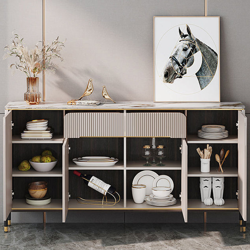 Glam Style Credenza Stone Buffet Credenza with Cabinets and Drawers Clearhalo 'buffet_sideboard' 'Buffets & Sideboards' 'furn' 'furn_buffet_sideboard' 'Furniture' 'Kitchen & Dining Furniture' 6844890