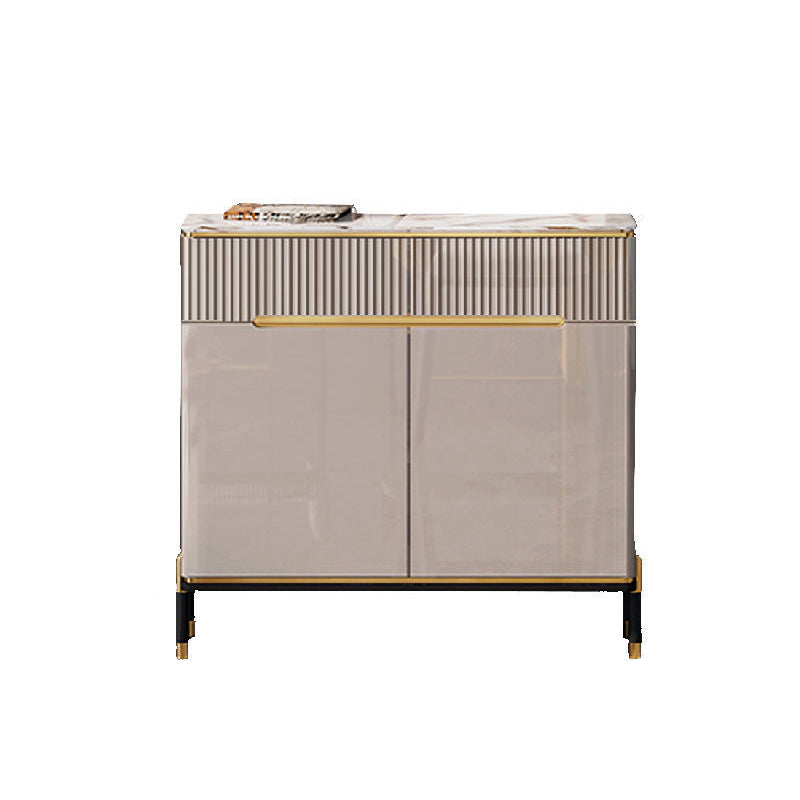 Glam Style Credenza Stone Buffet Credenza with Cabinets and Drawers 31"L x 14"W x 37"H Clearhalo 'buffet_sideboard' 'Buffets & Sideboards' 'furn' 'furn_buffet_sideboard' 'Furniture' 'Kitchen & Dining Furniture' 6844891