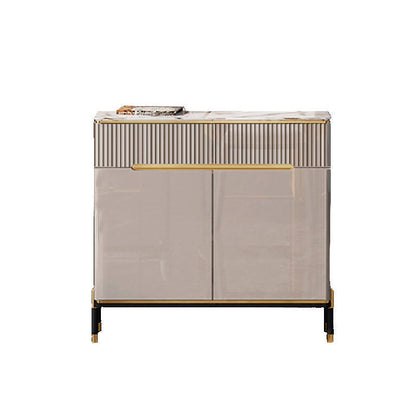 Glam Style Credenza Stone Buffet Credenza with Cabinets and Drawers 31"L x 14"W x 37"H Clearhalo 'buffet_sideboard' 'Buffets & Sideboards' 'furn' 'furn_buffet_sideboard' 'Furniture' 'Kitchen & Dining Furniture' 6844891