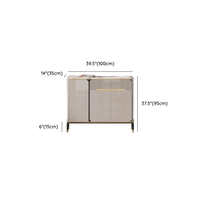 Glam Style Credenza Stone Buffet Credenza with Cabinets and Drawers Clearhalo 'buffet_sideboard' 'Buffets & Sideboards' 'furn' 'furn_buffet_sideboard' 'Furniture' 'Kitchen & Dining Furniture' 6844897