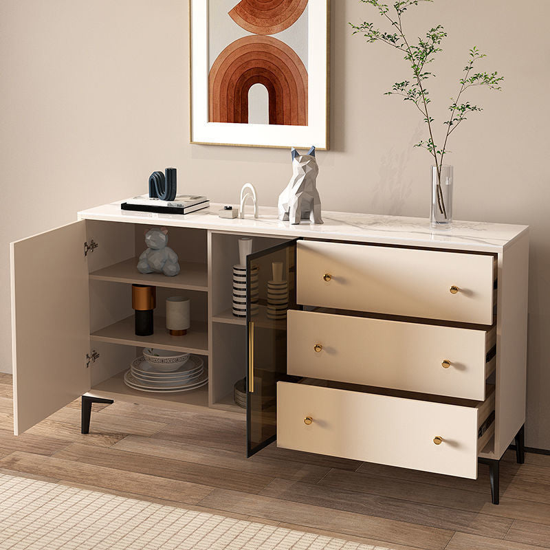 Tavolo a buffet in pietra glam a scaffalatura regolabile credenza a buffet con cassetti e armadi