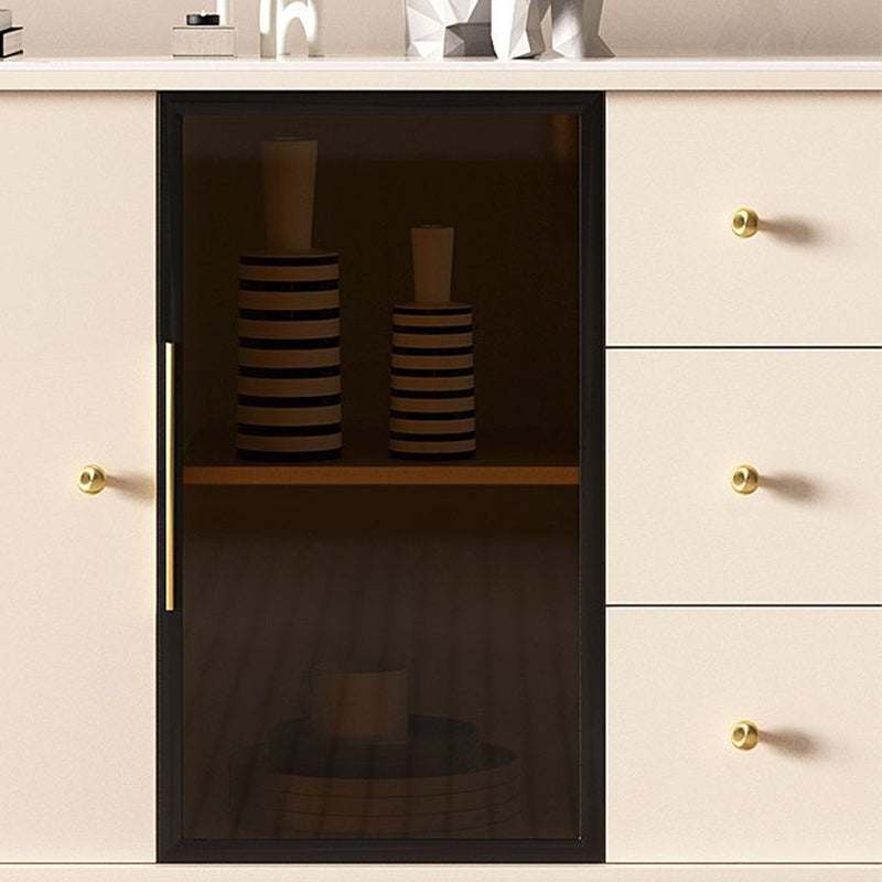 Tavolo a buffet in pietra glam a scaffalatura regolabile credenza a buffet con cassetti e armadi