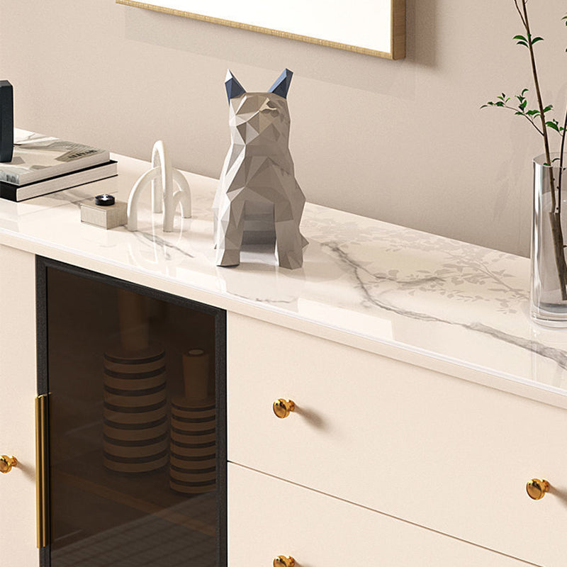Tavolo a buffet in pietra glam a scaffalatura regolabile credenza a buffet con cassetti e armadi
