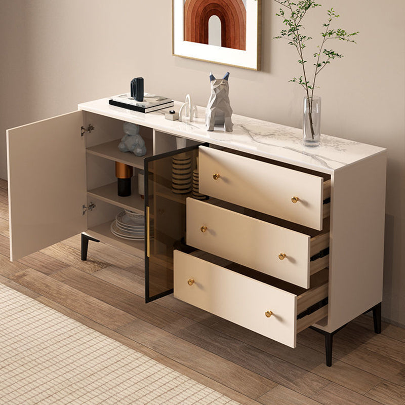 Tavolo a buffet in pietra glam a scaffalatura regolabile credenza a buffet con cassetti e armadi