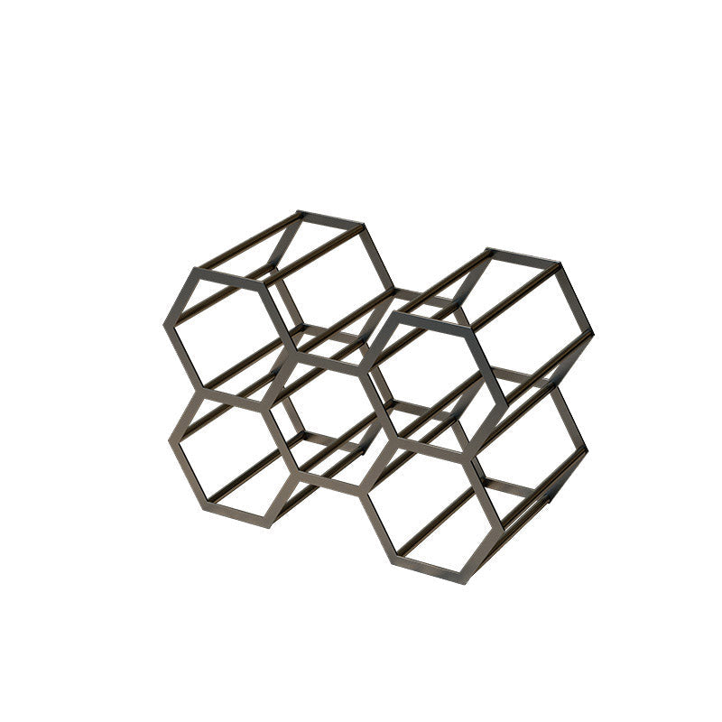 Tabletop Glam Style Wine Rack Metal Wine Bottle Rack for Living Room 13"L x 7"W x 9"H Black 1 Piece Clearhalo 'furn' 'furn_wine_racks' 'Furniture' 'Kitchen & Dining Furniture' 'Wine Racks' 'wine_racks' 6844960