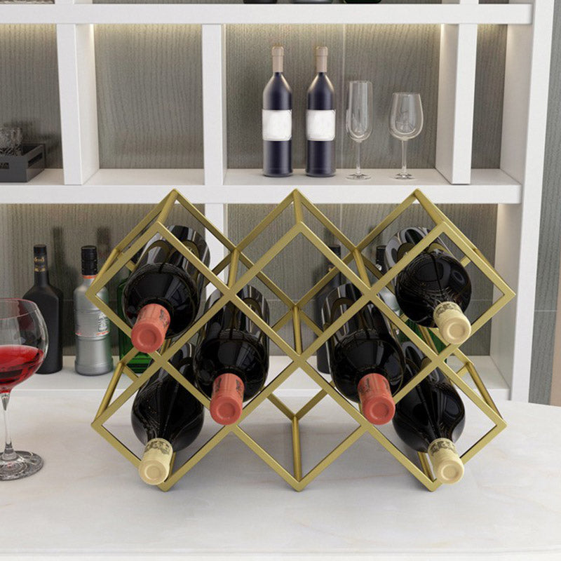 Tabletop Glam Style Wine Rack Metal Wine Bottle Rack for Living Room 16"L x 7"W x 11"H Gold 1 Piece Clearhalo 'furn' 'furn_wine_racks' 'Furniture' 'Kitchen & Dining Furniture' 'Wine Racks' 'wine_racks' 6844961