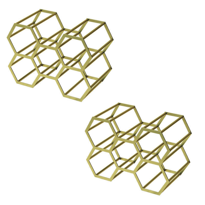 Tabletop Glam Style Wine Rack Metal Wine Bottle Rack for Living Room 13"L x 7"W x 9"H Gold 2 Piece Set Clearhalo 'furn' 'furn_wine_racks' 'Furniture' 'Kitchen & Dining Furniture' 'Wine Racks' 'wine_racks' 6844967