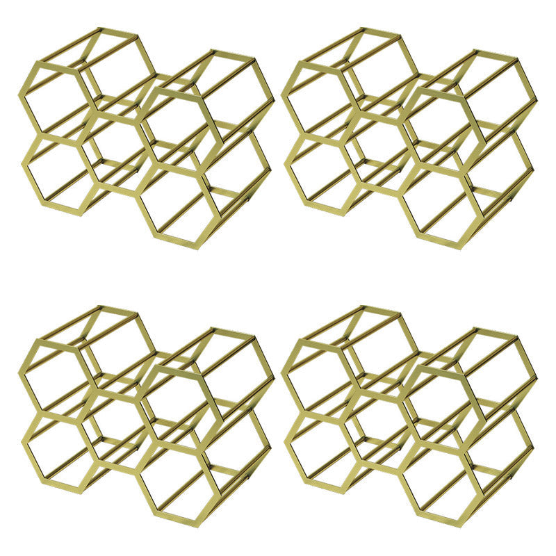 Tabletop Glam Style Wine Rack Metal Wine Bottle Rack for Living Room 13"L x 7"W x 9"H Gold 4 Piece Set Clearhalo 'furn' 'furn_wine_racks' 'Furniture' 'Kitchen & Dining Furniture' 'Wine Racks' 'wine_racks' 6844969