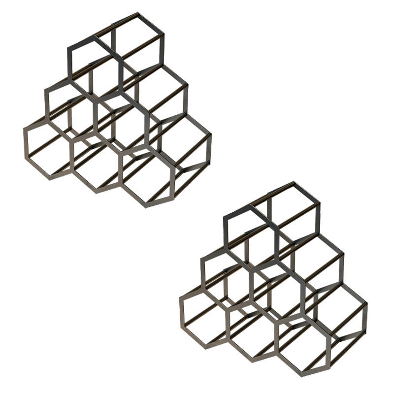 Tabletop Glam Style Wine Rack Metal Wine Bottle Rack for Living Room 13"L x 7"W x 13"H Black 2 Piece Set Clearhalo 'furn' 'furn_wine_racks' 'Furniture' 'Kitchen & Dining Furniture' 'Wine Racks' 'wine_racks' 6844972